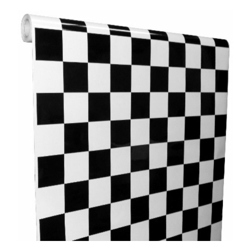 Image of Pellicola adesiva con bandiera a scacchi bianco/nero per decorazione Misura - 152cm x 50cm