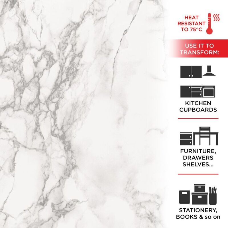 Pellicola Adesiva Effetto Marmo Grigio 45 cm x 2 mt