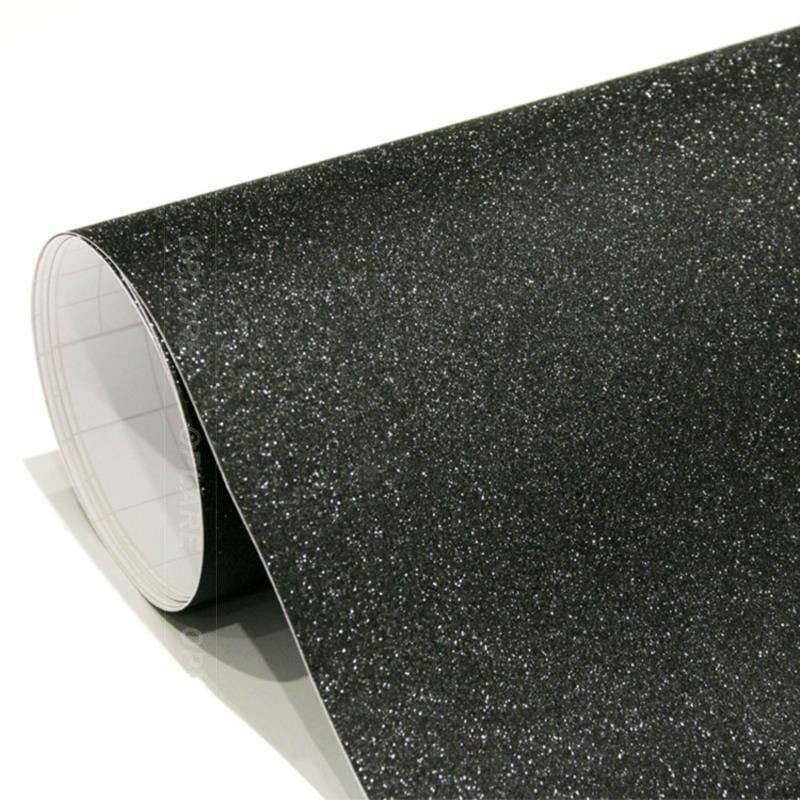Image of Pellicola adesiva nero glitter per car wrapping e tuning auto e moto senza bolle d'aria Misura - 152cm x 100cm