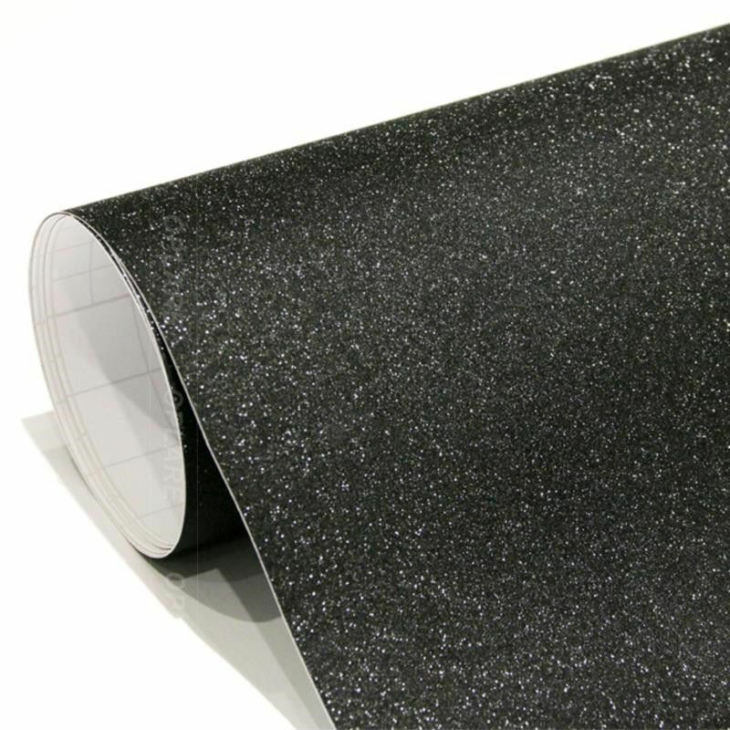 Image of Pellicola adesiva nero glitter per car wrapping e tuning auto e moto senza bolle d'aria Misura - 152cm x 200cm