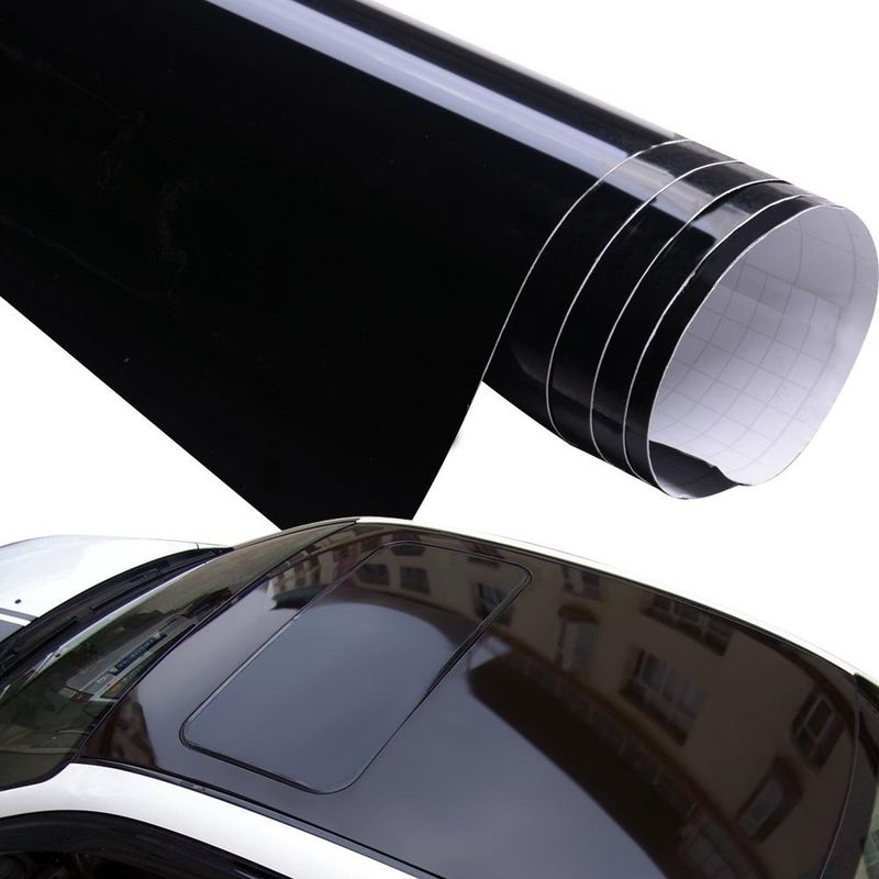 Image of Pellicola adesiva nero lucido per car wrapping e tuning auto e moto. Antigraffio Misura - 152cm x 50cm