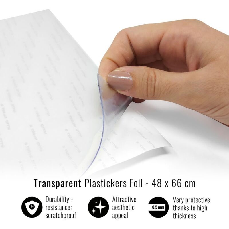 Pellicola Adesiva per Plastiche, Trasparente - Dimensione: 48 X 66 CM - Confezione: 1 PEZZO