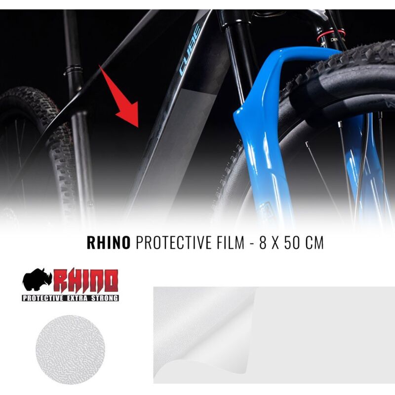 Pellicola Adesiva Rhino per Protezione Telaio Bici, Trasparente, 8 X 50 CM