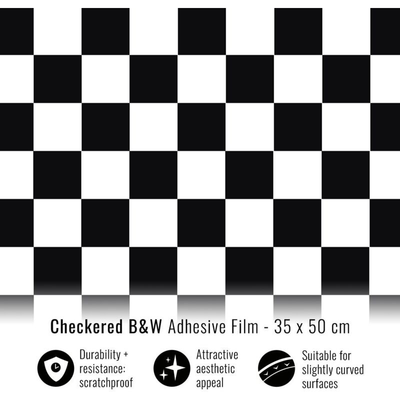 Pellicola Adesiva Scacchi Bianco Nero 35 x 50 cm