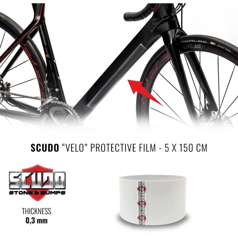 Pellicola Adesiva Scudo Velo per Protezione Telaio Bici, Spessore 0,3 mm - Dimensione: 5 X 150 CM