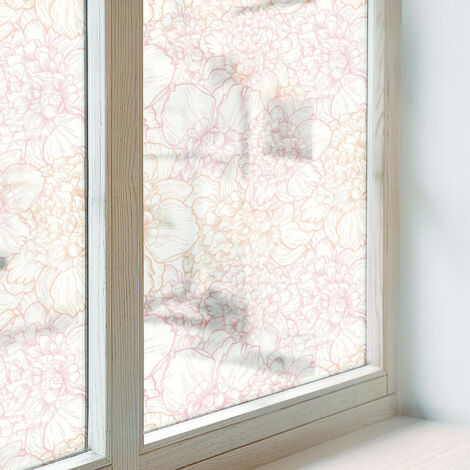 Pellicola Anti Sguardo per Vetri 200x116 cm Autoadesiva Vetro Smerigliato Protezione per Bagno Uffici Camera da Letto Decorativa eleganza floreale