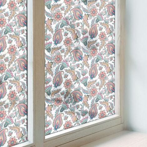 Pellicola Opaca per Vetri 100x100 cm Protezione per Cucina Bagno Uffici Camera da Letto Autoadesiva PVC Decorativa Vetro Smerigliato eleganza floreale