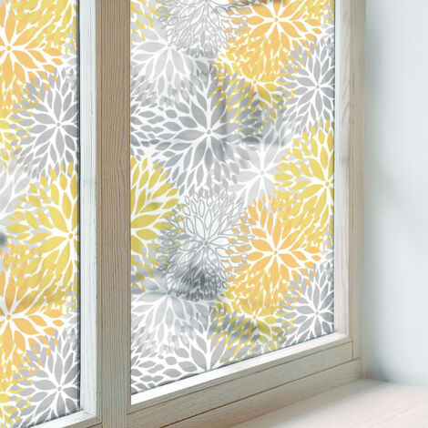 Pellicola Opaca per Vetri 200x100 cm Protezione per Cucina Bagno Uffici Camera da Letto Decorativa Vetro Smerigliato Autoadesiva PVC Fiori colorati
