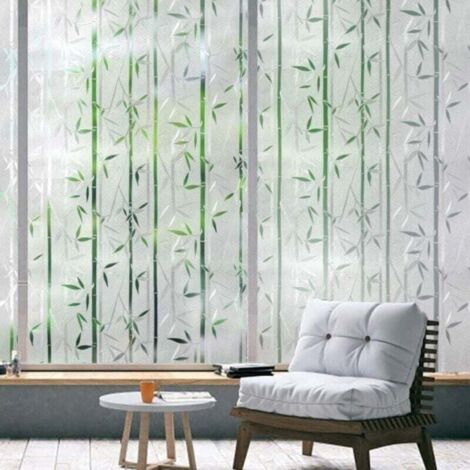 Pellicola oscurante per finestre, 45x200 cm, pellicola per la privacy, pellicola per finestre con motivo in bambù, schermo per la privacy anti-UV, pellicola per finestre statica senza colla