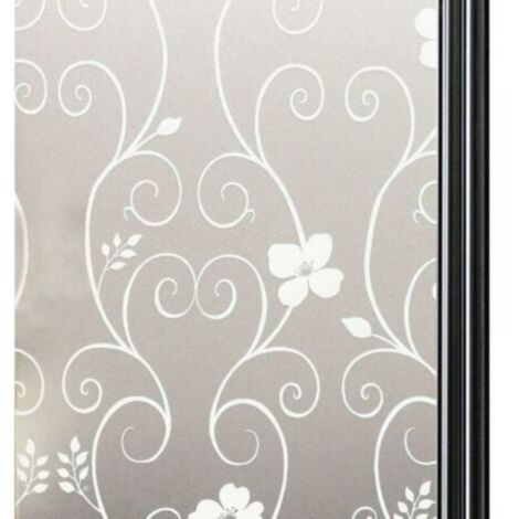 Pellicola oscurante per finestre, pellicola decorativa per finestre, protezione UV, 40x200 cm, fiore bianco