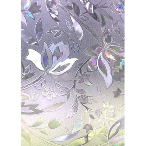 Pellicola per finestre, pellicola elettrostatica, protezione della privacy, resistente ai raggi UV, decorativa, antiriflesso, pellicola oscurante per finestre con motivo a tulipano per vetri e vetrate