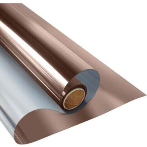 Pellicola riflettente per finestre, resistente ai raggi UV, effetto specchio, blocca la luce diurna, marrone argento, 60 cm x 2 m, per casa e ufficio.
