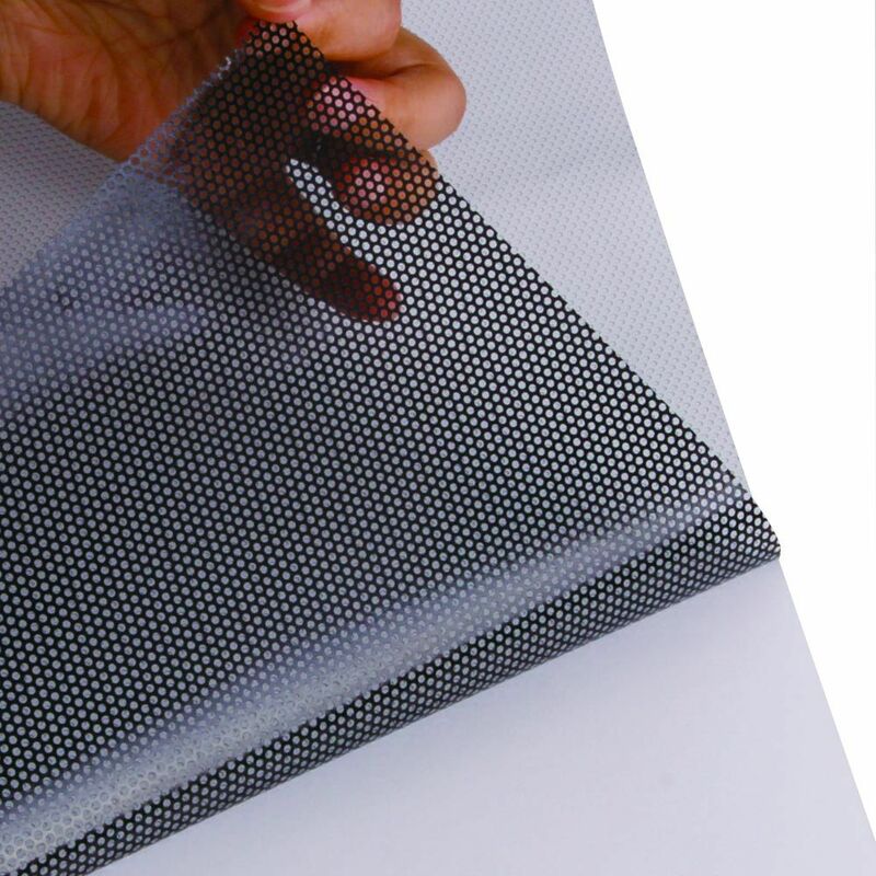 Image of Pellicola Vinile perforato autoadesivo a maglie perforate colore nero Misura - 107cm x 50cm