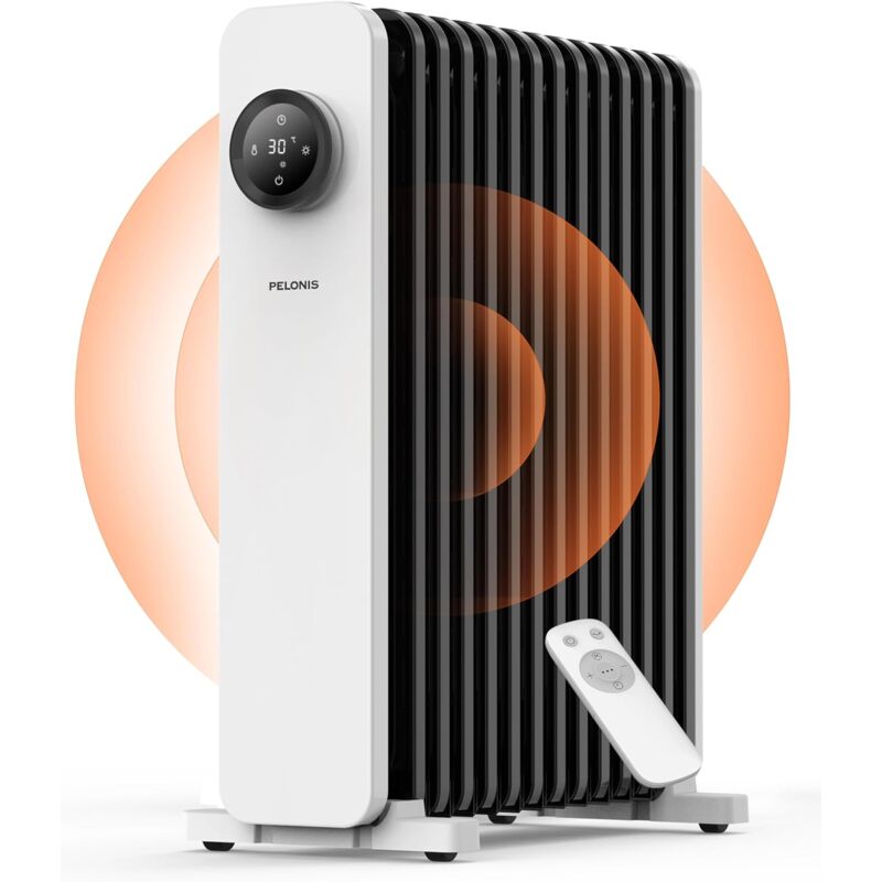 Radiateur à huile 2500W, 13 nervures avec led thermostat et minuterie de 24 heuresau - Pelonis