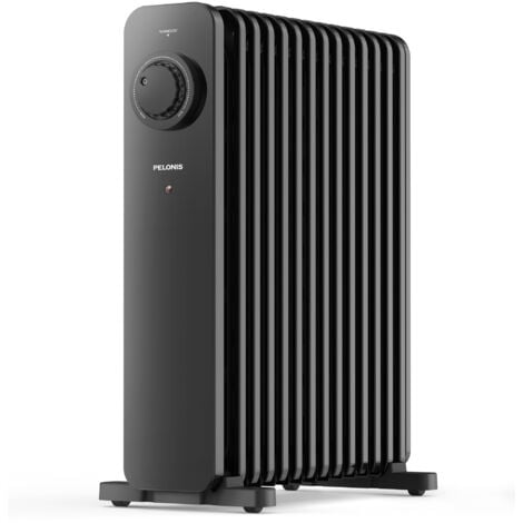 PELONIS Radiateur à huile 2500W, Chauffage électrique 13 ailettes avec thermostat Noir