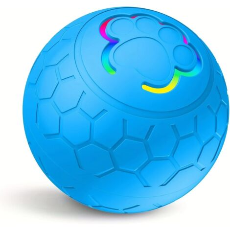 Pelota de juguete interactiva inteligente para perros, recargable por USB con LED, que rueda y rebota automáticamente, duradera, adecuada para perros medianos y grandes (azul), 56 mm de diámetro.