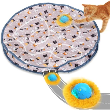 Pelota de juguete para gatos adultos de interior  Juguete interactivo automático para gatos  Juego de las escondidas para atrapar ratones (marrón)