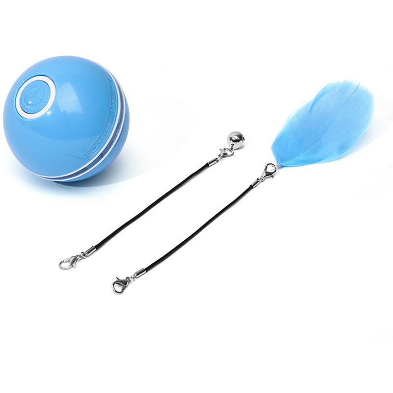 

Pelota de juguete para gatos con iluminacion multicolor para mascotas, pelota para mascotas, con pluma,Azul