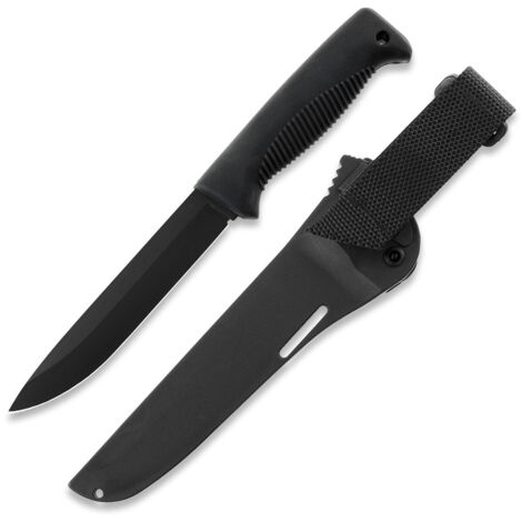 Peltonen Knives M95 Ranger Puukko Sissipuukko FJP002 Coltello in acciaio 80CrV2 con rivestimento in PTFE nero Impugnatura in TPE nero Fodero in composito nero