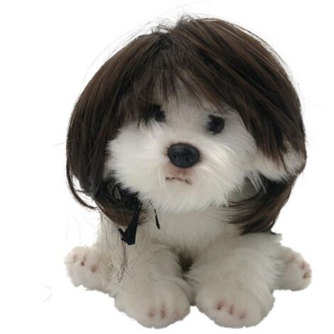 Peluca para perro, disfraz, tocado, pelo, poliéster, talla única, negro, marrón, 1