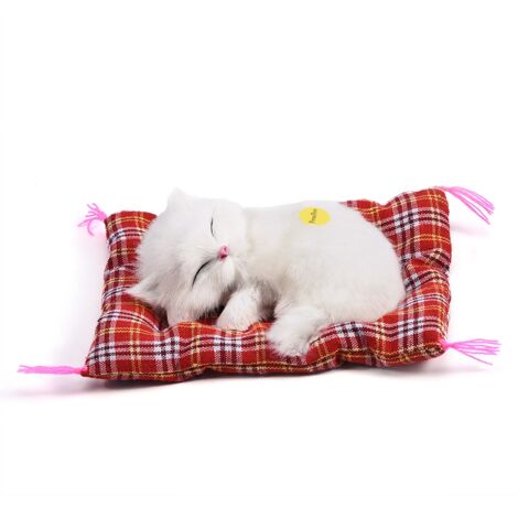 Peluche Chat Blanc Dormeur avec Son - Décoration Douce pour Chambre d'Enfant