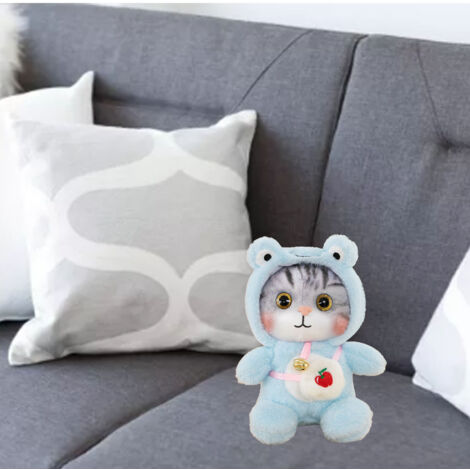 Peluche Chat Bleu avec Clochette - Jouet Doux et Éducatif pour Enfant - Idée Cadeau Anniversaire