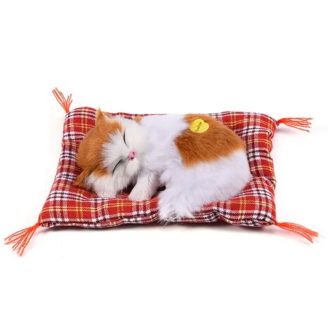 Peluche Chat Mignon avec Bruit Doux, Doudou Nuit pour Enfants, Décoration Chambre (Couleur Crème)