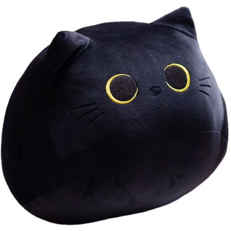 Peluche, chat, peluche noire douce, oreiller, poupée en peluche