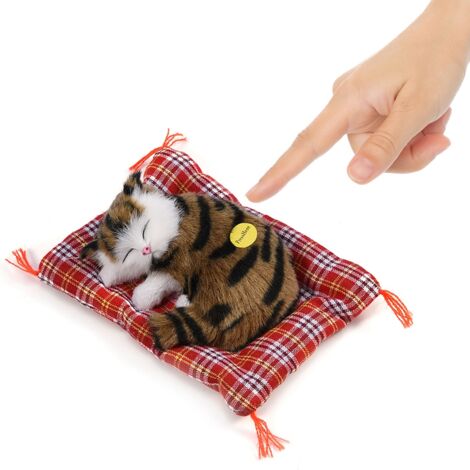 Peluche Chat Réaliste avec Bruitage, Doudou Décoratif pour Enfants (Noir/Marron)