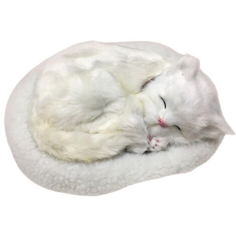 Peluche Chat Réaliste Qui Respire avec Tapis - Jouet Doux Enfant, Décoration Maison