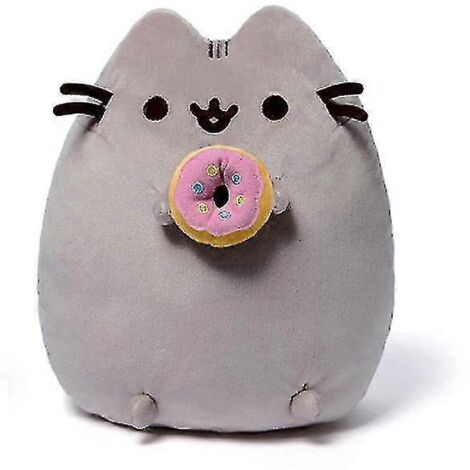 Peluche Chat Sushi Baguettes, Jouet Kawaii Donuts Pizza, Peluche Chat Douce 18 cm Grise pour Enfants - r3