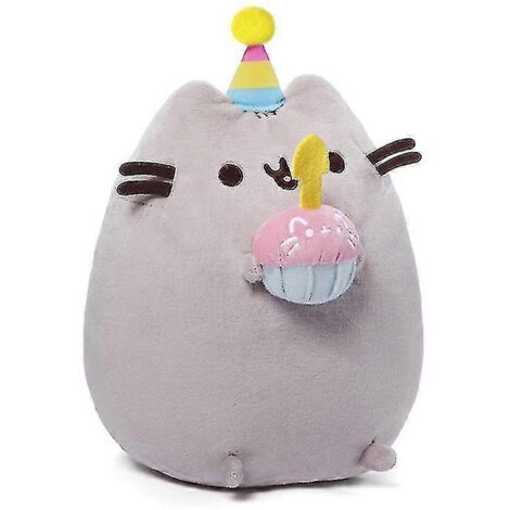 Peluche Chat Sushi Baguettes, Jouet Kawaii Donuts Pizza, Peluche Chat Douce 18 cm Grise pour Enfants - r4