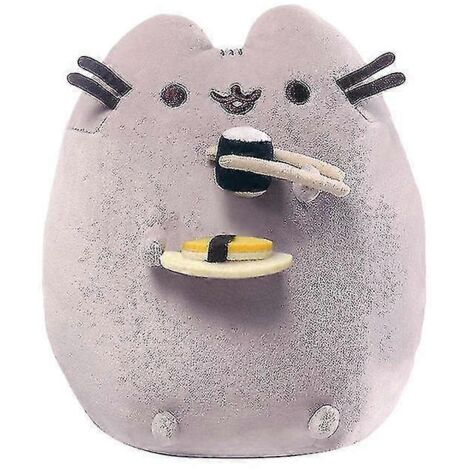 Peluche Chat Sushi Baguettes, Jouet Kawaii Donuts Pizza, Peluche Chat Douce Grise 18 cm pour Enfants, Cadeau pour Enfants - r6