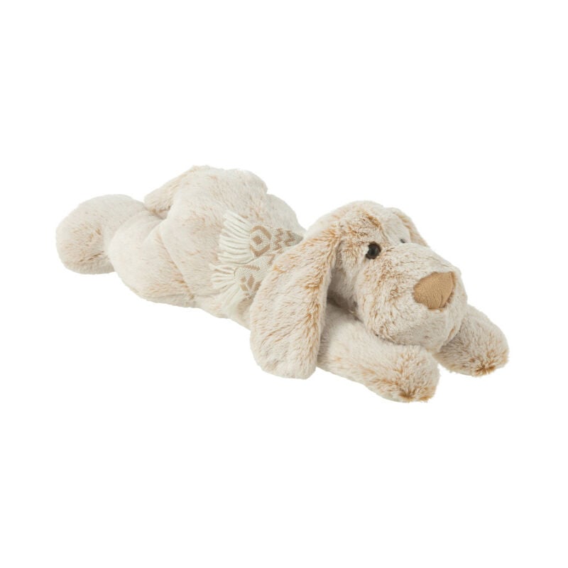 Peluche Chien Couché 'Écharpe' 50cm Beige