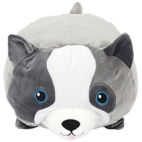 Peluche Coussin Enfant "Chien" 30cm Gris & Blanc