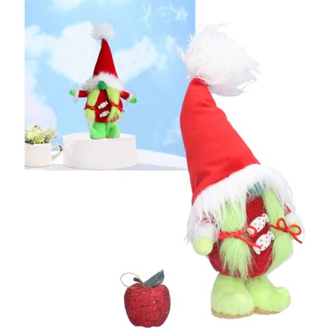 Peluche de elfo elemental verde trenzado sin rostro, 31 cm de alto, lana suave, incluye accesorios.