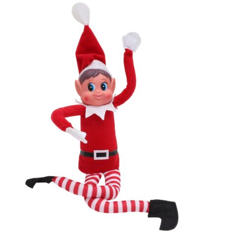 Peluche de niña elfa navideña traviesa de 40 cm, ideal para prepararse para la Navidad para niños y adultos - Pequeña elfa traviesa, figura mágica navideña juguetona y suave