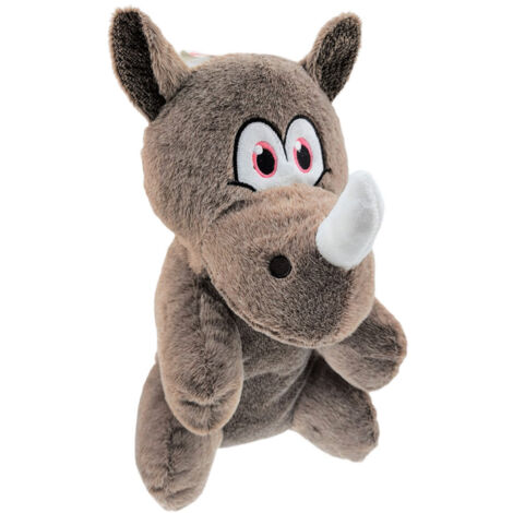 Peluche Henny Rhino couleur taupe hauteur 40 cm jouet pour chien. - Flamingo