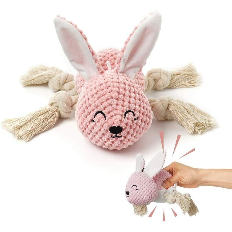 rabbit plush dog toy, interactive plush dog toy, crumpled paper, suitable for puppies, medium dogs, cute dog toys