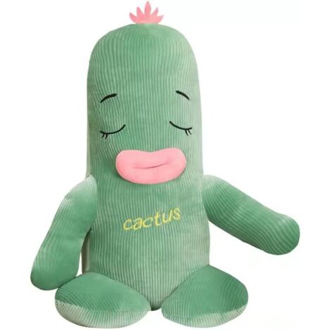 Peluche - Mignonne plante cactus à grande bouche, coussin en peluche, cadeau d'anniversaire pour enfants filles et garçons (35 cm)