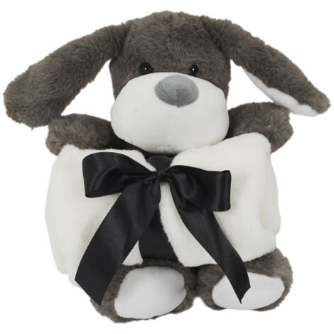 Peluche & Plaid Enfant "Chien" 70x70cm Gris