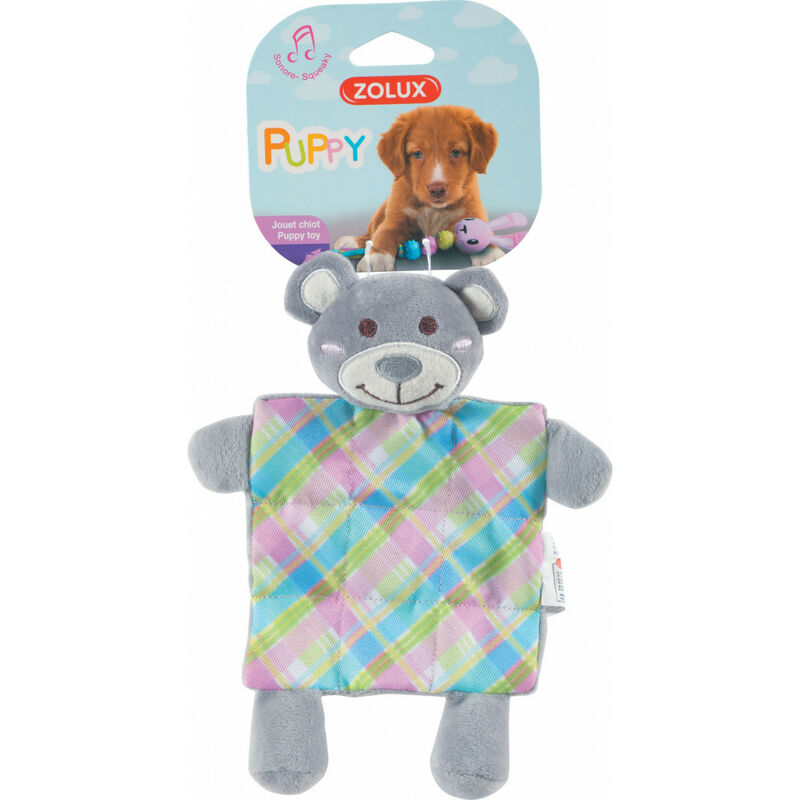 

Peluche PUPPY XS Gris a cuadros. 24 cm. para los cachorros.