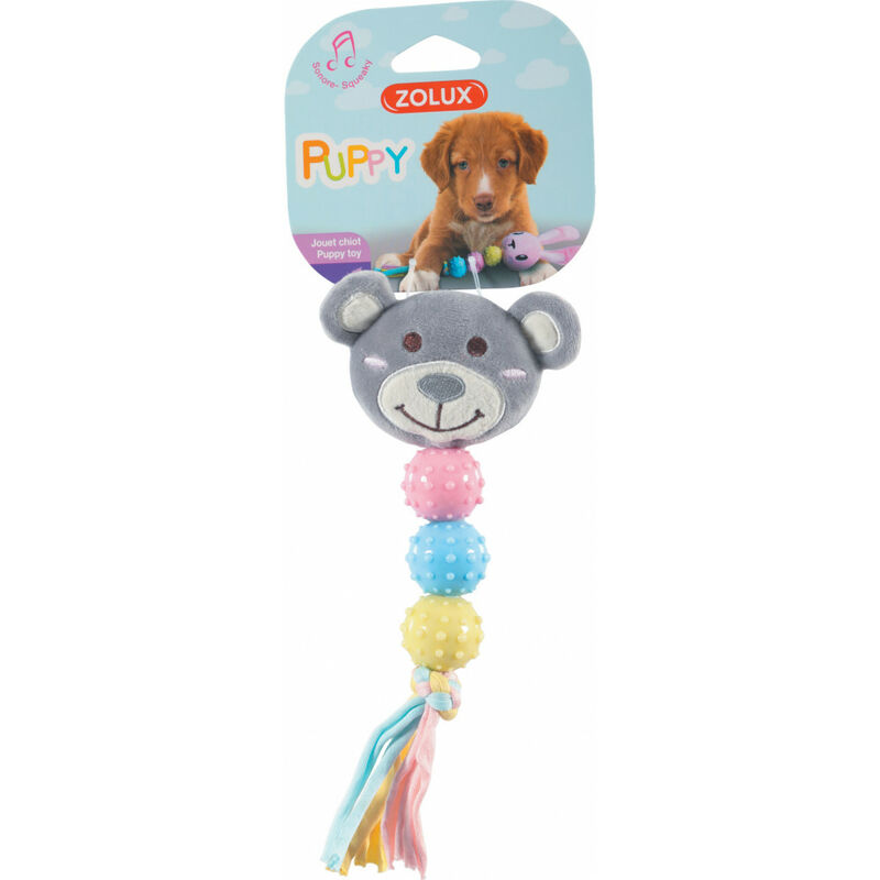 

Peluche PUPPY XS Sonajero gris. 22 cm. para cachorros.