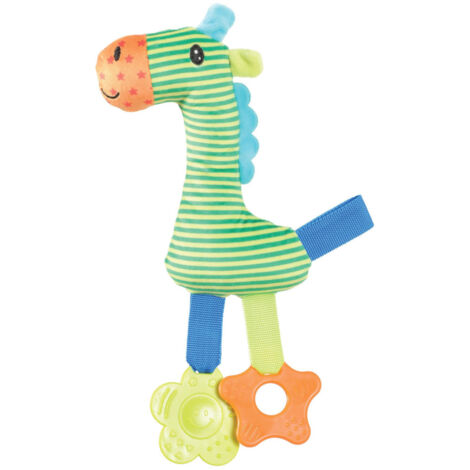 Peluche rio girafe vert anneau à mordiller 26 cm jouet pour chiots - zolux