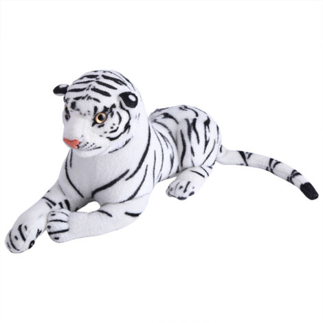 Peluche Tigre Blanc Réaliste Grand Chat Doudou Coussin Moelleux Décor