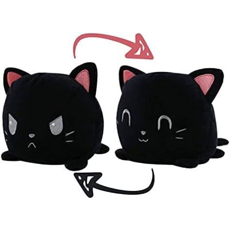 Peluches Réversibles, Reversible Chat en Peluche Jouets, Peluche de Chat à Double Face Jouet, Mignonne Emotion Chat Jouets en Peluche, Cadeaux de Jouets Créatifs pour Enfants, Famille,