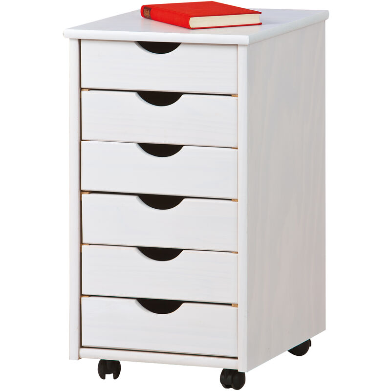 Ebuy24 - Simra Commode à roulettes, 6 tiroirs, blanc .