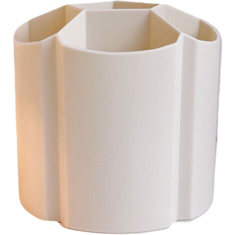 Pen Holder Cup Fashion Cute Plastic Multi Compartments High Capacity Countertop Stationery Pencil Storage Box for Girls Beige