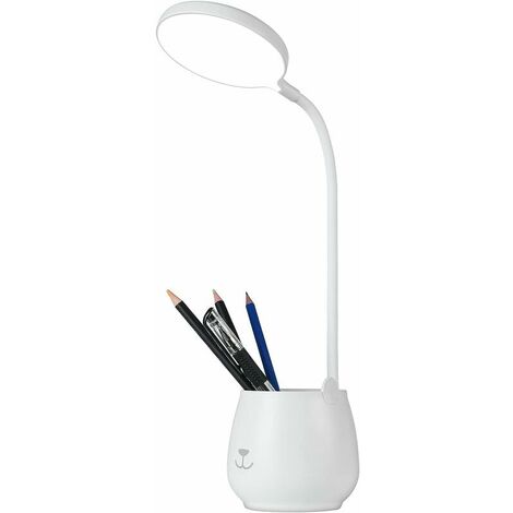 Pen Holder Desk Lamp, Touch Dimmable LED Desk Lamp with 3 Light Modes & 24 LEDs, Eye Protection Kids Bedside Lamp Wireless USB Charging for Learning & Reading