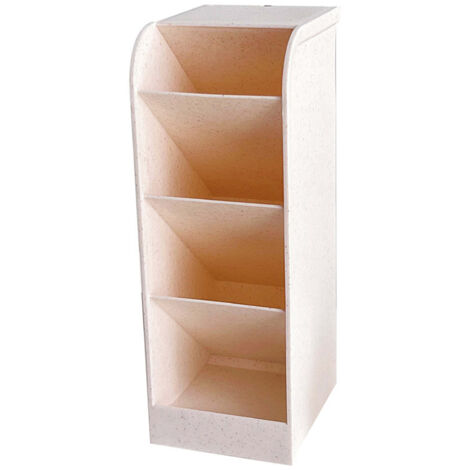 Pen Holder Inclined Beige Korean Ins Style Four Compartments Stationery Container for Pensil Makeup Brush Lipstick